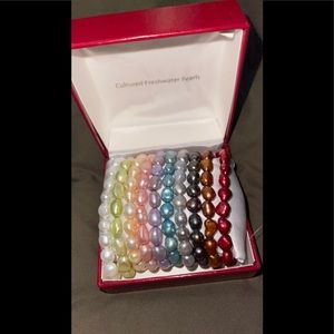Multi Colored Fresh Water Pearl Set of 10 Bracelets